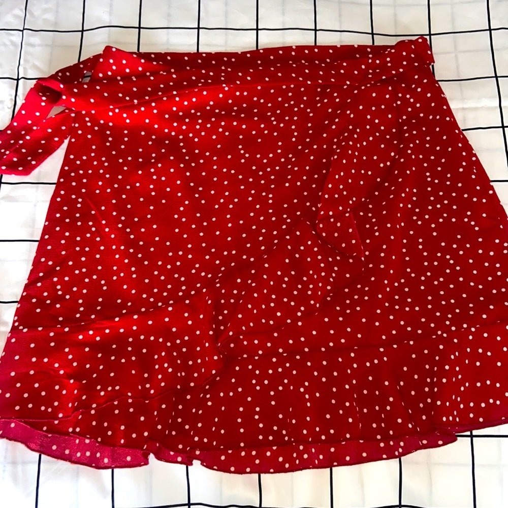 NEW Red Polka Dot Mini Wrap Skirt